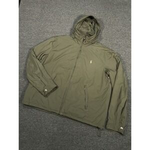 Vintage Polo Ralph Lauren Jacket Men XL Bomber Army Green Stowaway Hood Full Zip